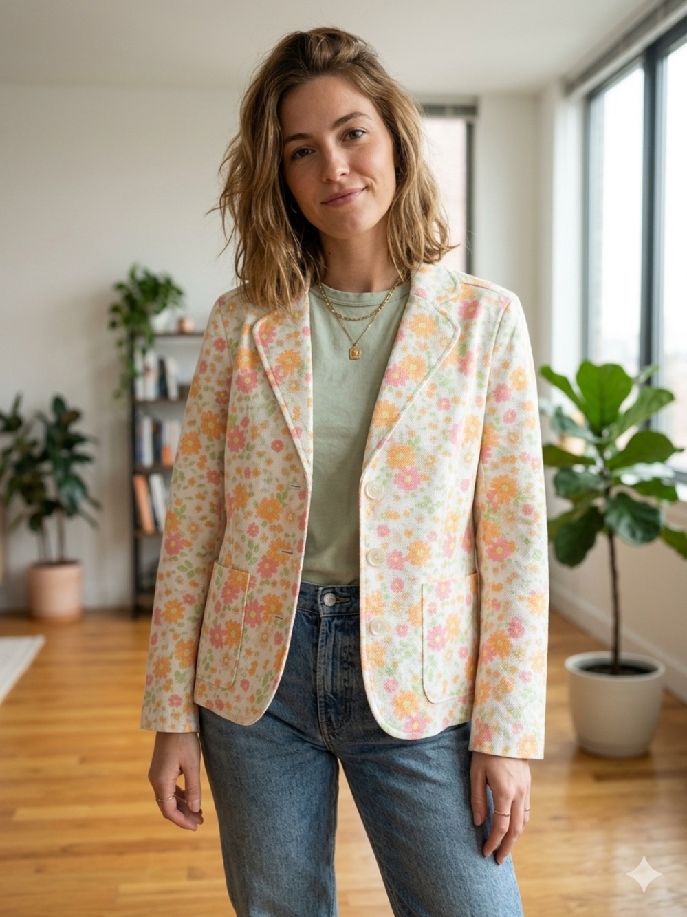 NWT Duck Head Floral Blazer Sz 6 Cotton Stretch